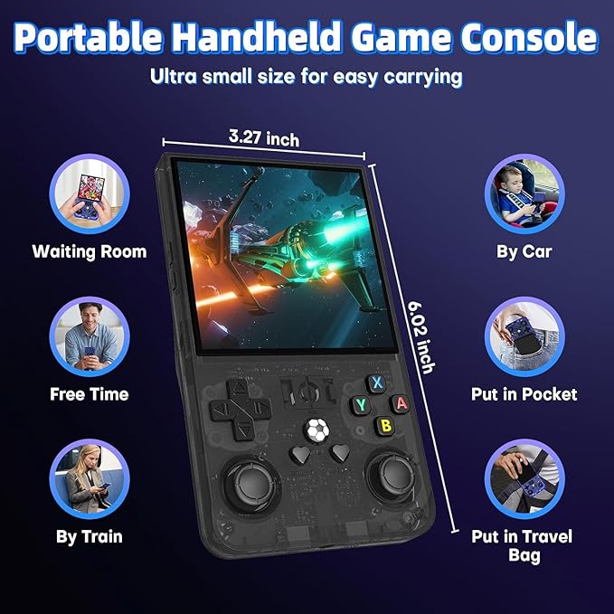 R36MAX Retro Game Console (R36S New Upgrade) - 4K HD 4.0" IPS Screen, 128GB Preloaded 22,000+ Retro Games, Open-Source Linux System, 4000mAh Rechargeable, Portable Video Games (Black 128G)