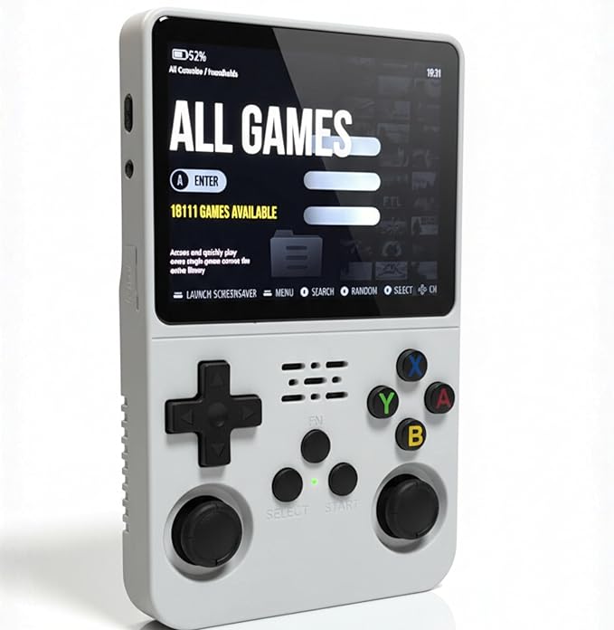 BitBox R36S ArkOs Authentic Retro Handheld Arcade Console - Built-in 20,000 Games & 64GB, 3.5 Inch IPS Screen, Ready to Play! (White 128gb)