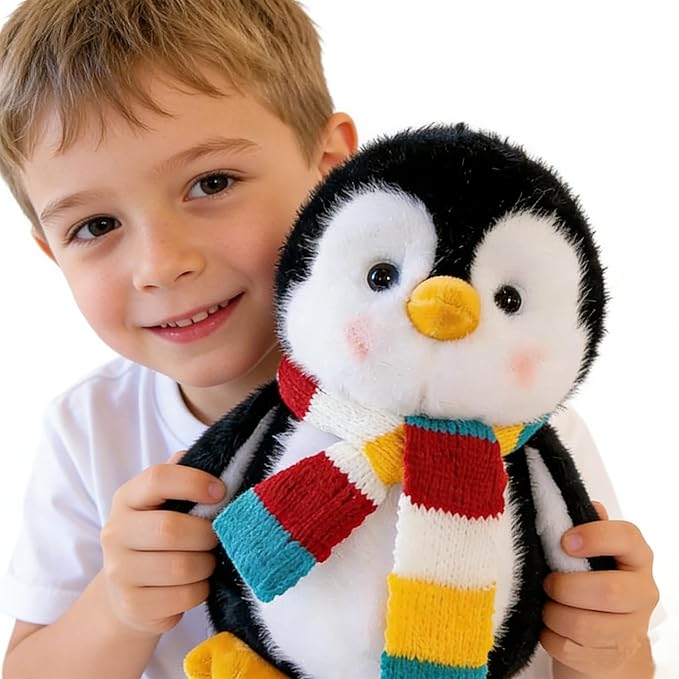 Penguin Stuffed Animal Cute Plush Doll Toy 8 inch for Girls Boys Christmas(Scarf Penguin)