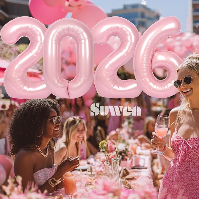 SUWEN 40 Inch Large Pink 32 Balloon Numbers Big Foil Helium Number Balloons 0-9 Jumbo Happy 32nd Mylar Birthday Party Decorations for Women 23 Anniversary Party Supplies