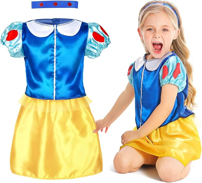 Girls Princess Dress Up Trunk, Pretend Play Costumes Princess Role Play Set 15pcs Girls Dress up Clothes for Toddler Age 3 4 5 6 Years with 4 Tops,4 Princess Dresses Crown Necklaces