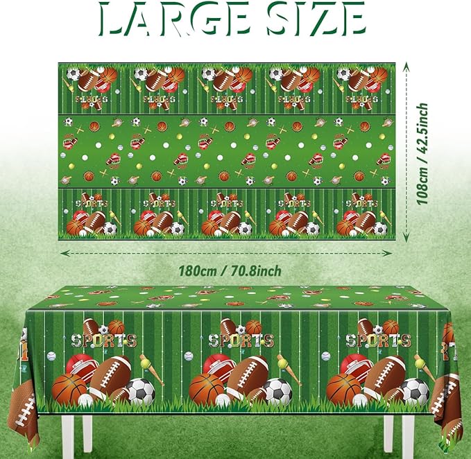 Sports Theme Birthday Party Supplies,3pcs Sports Plastic Tablecloths Disposable All Star Table Covers Soccer Basketball Baseball Football Theme Table Cloth Decoration
