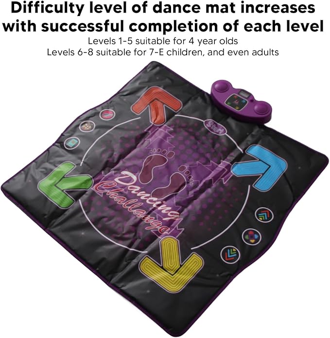 Pilipane Dance Mat Kids Electronic Dance Pad Toy with 4 Game Modes Adjustable Built in Music Non Slip Surface for Children and Adults PVC Material 85x90cm (Non Luminous)