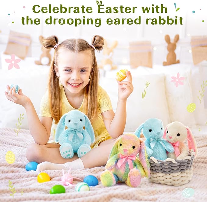 MaoGoLan 6 Pack Floppy Bunny Stuffed Animals 12 inch Easter Bunnies Bulk, Cute Plush Rabbit Toys Easter Gift Basket Stuffers for Kids Girls Party Favors Spring Decorations (Machine Washable)