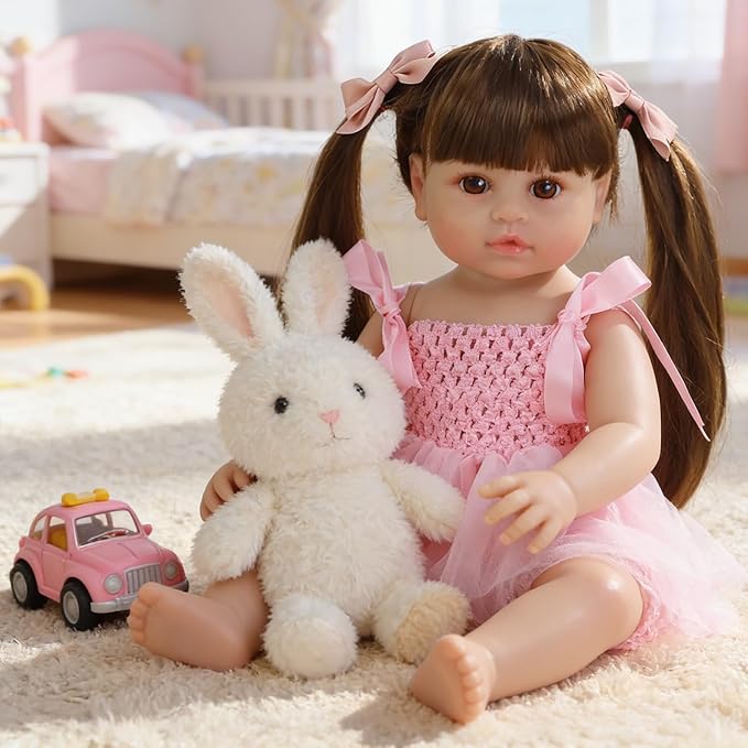 SCOM Lifelike Reborn Dolls Girl -20 Inch Realistic Baby Doll Newborn Baby Dolls，Lifelike Baby Doll Silicone Toddler Clothes Gift Set for Age 3+