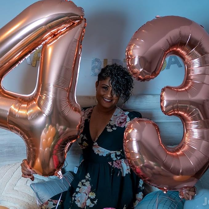 Rose Gold Number 40 Balloon 40 inch, 40 Number Balloons, 40th Birthday Decorations, 40 Year Old Women Men Rose Gold Party Supplies