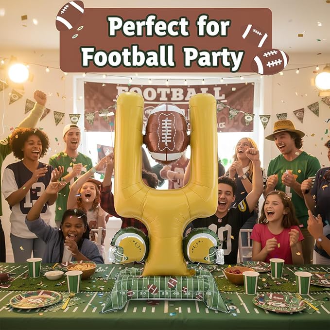 Football Party Supplies, 59 Inch Standing Football Goal Post Balloons for Party Decorations, Sports Theme Birthday, Game Day Celebration, Outdoor & Indoor Photo Backdrop