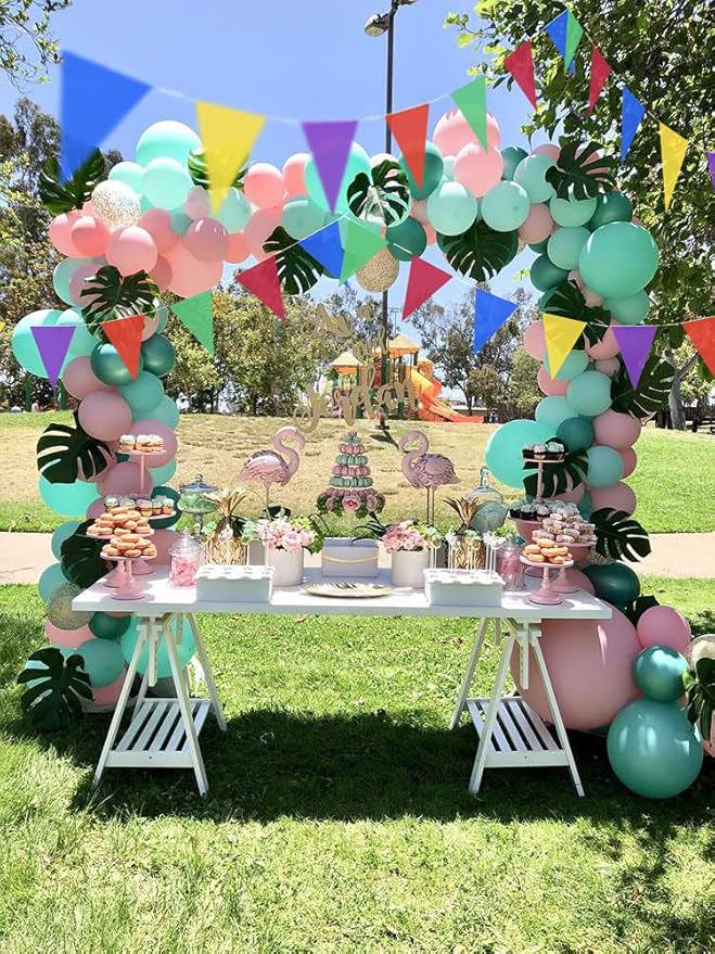 Piokio 100ft Colorful Flag Banner Party Celebrations Graduation Decorations, for Party, Birthdays, Classroom Decorations