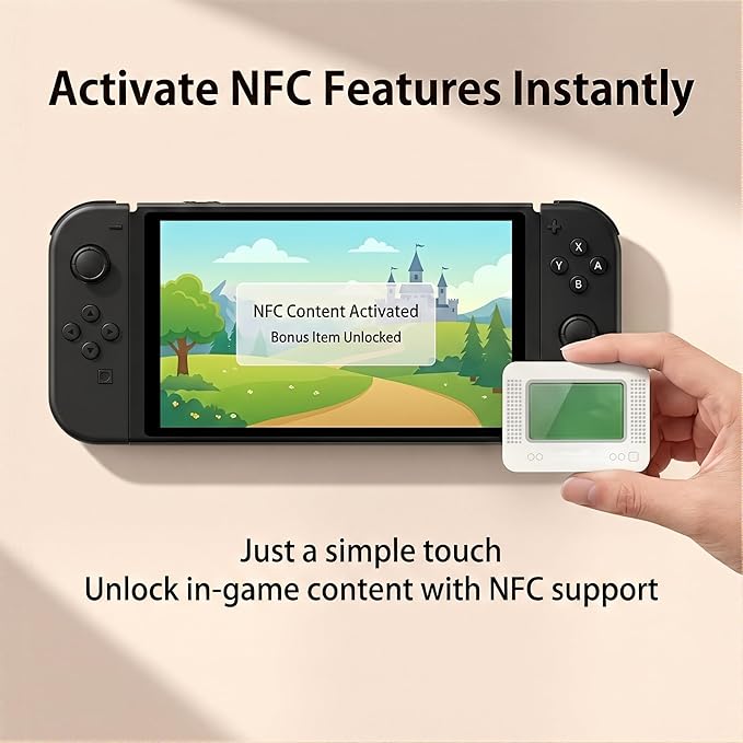 Allmiibo Smart NFC Emulator, Compatible with Switch/3DS, 50+ Games and 3000 NFC Data Storage, 1.2" OLED Screen