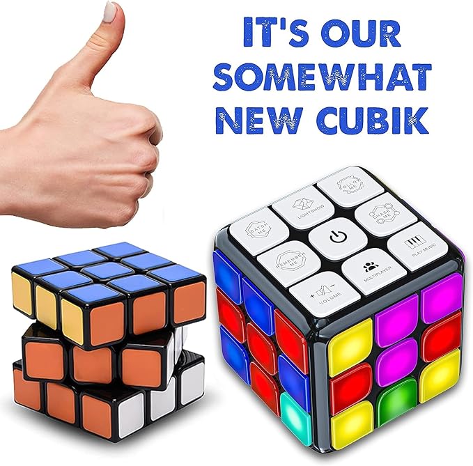 Skywin Light Up Rubix Cube, Puzzle STEM Game Cube for Kids - 7 Modes Interactive Toy for Fun & Skill Development, Christmas Easter Birthday Gifts for Boys & Girls, Toy Gift Idea for Kids Teens (Black)