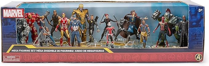 Disney Store Official Marvel Mega Figure Set- 17 Fully Sculpted Figurines - Includes Spiderman, Iron Man, Captain America, & More - Perfect Marvel Gift for Fans of Toy Figures & Playsets