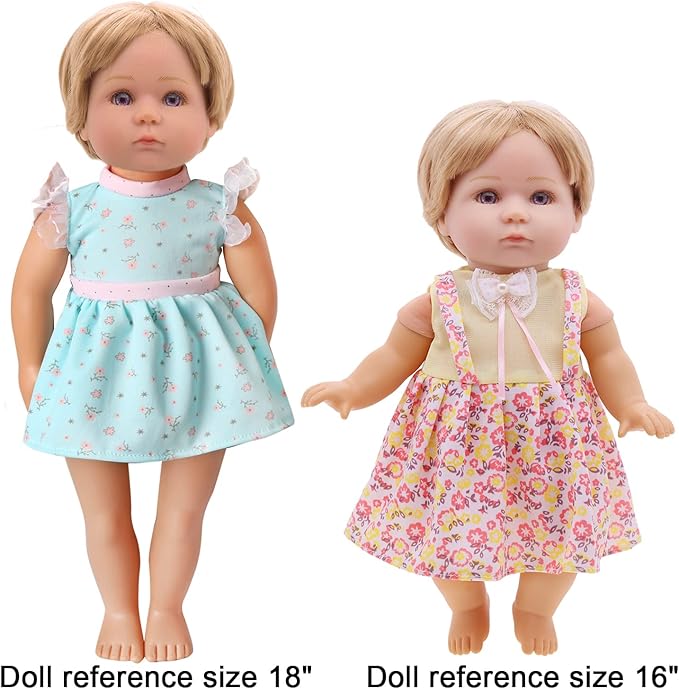 Alive Baby Doll Clothes and Accessories - 10 Sets Girl Doll Clothes Dress for 12 13 14 15 16 Inch Dolls, Baby Doll Clothes - Dolls Outfits Accessories with Hairpin & Underwear 22 Pcs for Girls Gift
