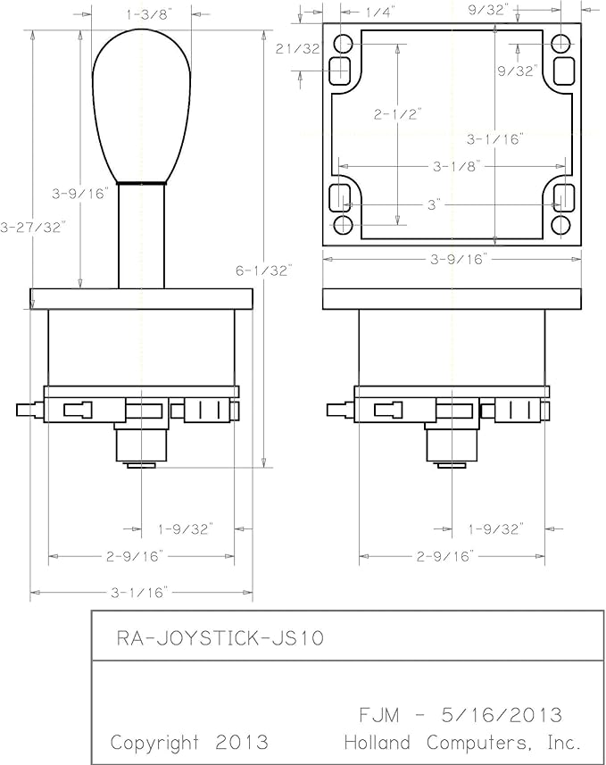 Happ Competition Style Arcade Joystick Black Switchable from 8-Way to 4-Way Operation, Elliptical Bl