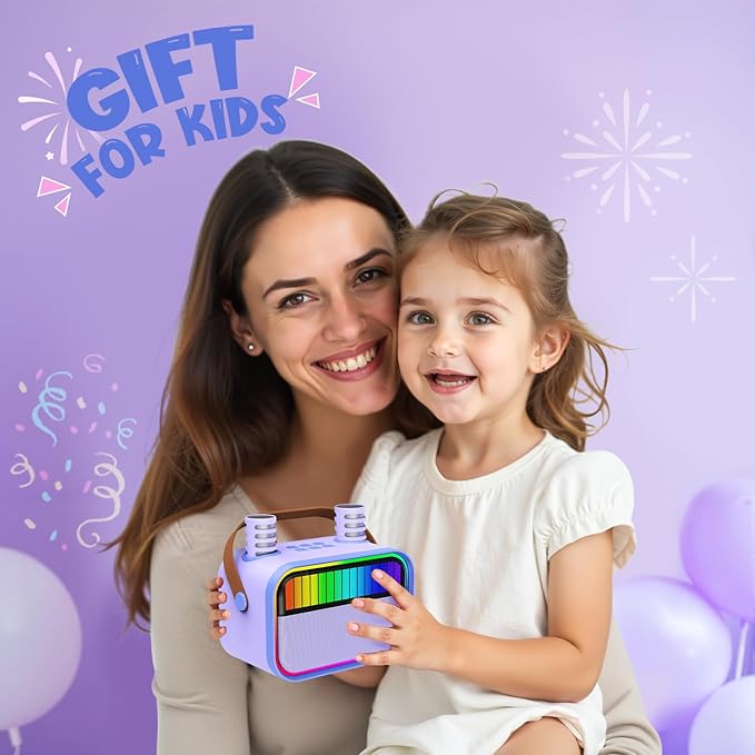 Karaoke Machine for Kids, Kids Toys for 3-12 Years Old Girls Birthday Presents, Portable Bluetooth Karaoke Speaker with 2 Microphones, Girls Gifts for Kid Party Christmas Birthday(Purple)