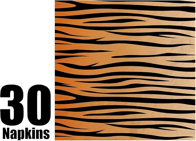 Serves 30 Guest Jungle Safari Zoo Animal Print Birthday Party Supplies Pack 9" Dinner Plates 7" Dessert Plates 12 oz Cups Napkins Zoo Animal Print Jungle Safari Themed