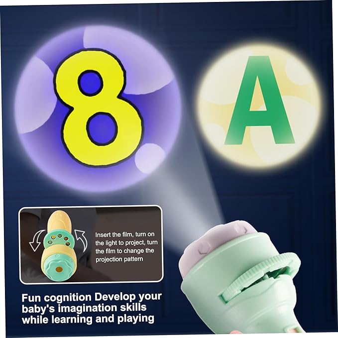 Toddler Flashlight, 80 Pattern Slides & 10 Projection Cards Kids Story Projector for Story Bedtime, Birthdays Gifts for Kids, Green, Flashlight Projector for