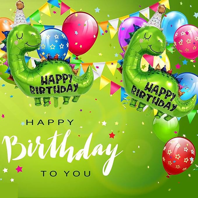Large Green Dinosaur Balloons,2 PCS 35 Inch Dino Balloons,Dinosaur Birthday Balloon