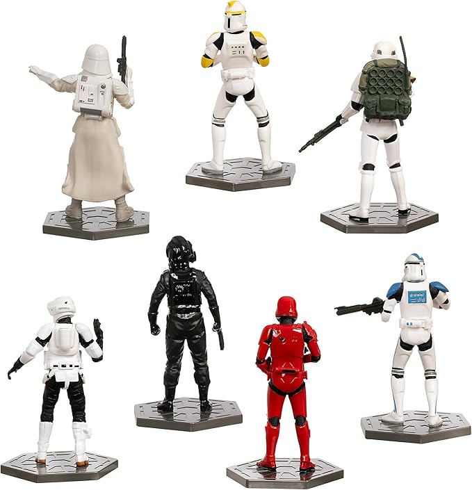 Disney Store Official Stormtrooper Figurine Set – 7 Fully Sculpted Star Wars Figures Including Clone Trooper Commander, 501st Legion Clone Trooper & More - in Double-Tiered Box with Scenic Background