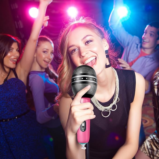Zhanmai 12 Pieces Inflatable Microphones for Parties 9.4 Inch Blow up Blue Pink Purple Plastic Fake Microphone Props Toys for Kpop Theme Musical Singer Concert Karaoke 80s 90s Party Supplies