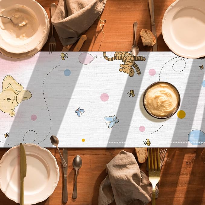 Winnie Baby Shower Decorations-Pooh Birthday Party Decor-Winnie Tablecloth,Tablecloth Oh Baby Gender Reveal Birthday Party Supplies for Kids Boys Girls,Pink