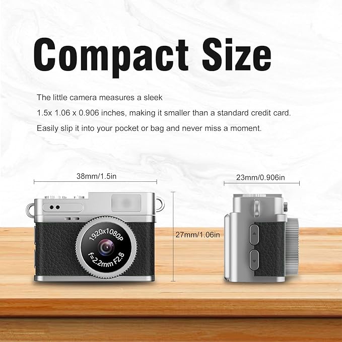 KOOMTOOM Keychain Camera,1080P HD Mini Retro Camera,Tiny Digital Photocamera with 32GB SD Card,0.96'' Pocket Video Recorder Gift for Kids Students,Suprise Box Included