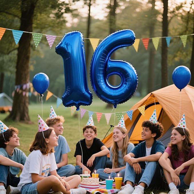 40 Inch Navy blue Number 16 Digital Balloon,Jumbo Mylar Foil Helium Balloon for 16 Balloons for Birthday Party,Wedding Anniversary Party Decorations