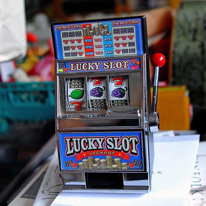 Mini Slot Machine, Nostalgia Retro Arcade Slot Machine Coin Bank Portable Handheld Game Machine Toys, Rechargeable Machine Arcade for Adult