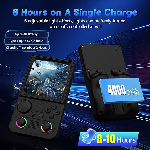 R36TMAX Retro Handheld Game Console, Portable Retro Gaming Console with 4.0” CRT-Inspired Screen, 4000mAh Arcade Classics, Supports Multiple Emulators, WiFi Network Battling, 64GB (Black)