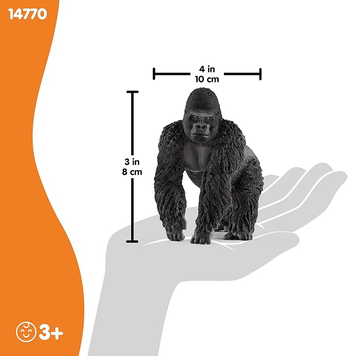 Schleich Wild Life Realistic Male Gorilla Animal Figurine - Authentic Detailed Wild Male Gorilla Toy for Boys and Girls Education Imagination and Play, Highly Durable Gift for Kids Ages 3+