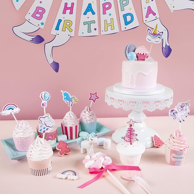 WERNNSAI 35 PCS Unicorn Cupcake Toppers - Rainbow Unicorn Birthday Party Cake Decorations for Girls Kids Unicorn Cake Topper Cake Tropper Unicorn Cake Decors Baby Shower Birthday Party Supplies