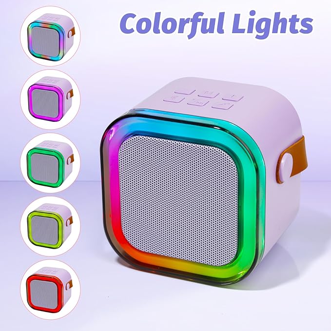 Mini Karaoke Machine for Kids, Portable Karaoke Speaker with 2 Wireless Microphones,Voice Effects,LED Lights, Singing Machine for Girl, Ages 3,4,5,6,7,8,9,10,11,12+ Years Old Birthday Gift(Purple)