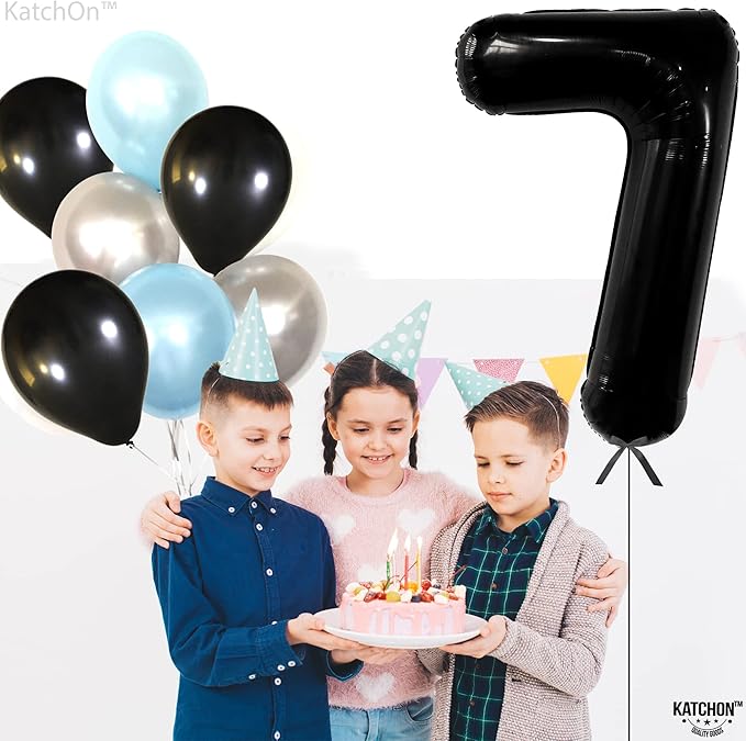 KatchOn, Black 40 Inch Giant Number 7 Balloon - Birthday Decorations for 7 Year Old Boys & Girls