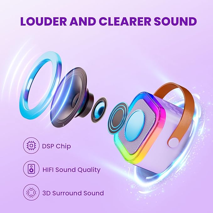 Mini Karaoke Machine for Kids, 2026 TOP Toys Birthday Gifts Ideas for Girls Ages 4, 5, 6, 7, 8, 9, 10, 12+ Years Old, Portable MP3 Player with 2 Wireless Mics for Family Home Party