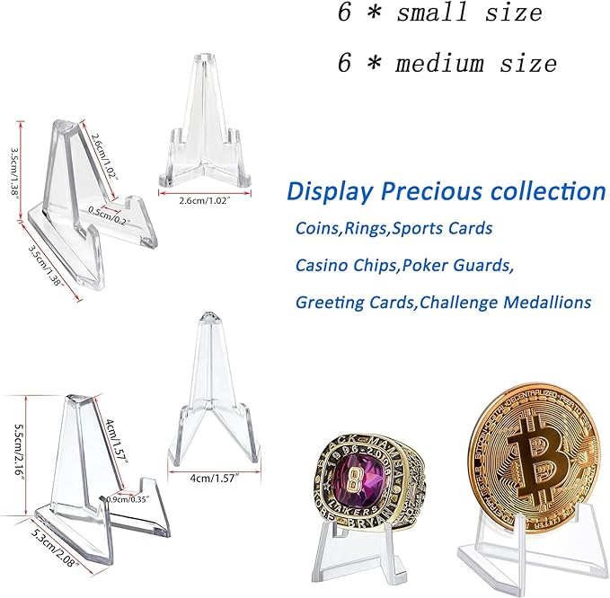 Championship Ring Display Case, 12 Ring Posts Baseball Ring Display Case,Ring Rack Display Gifts for Casino Poker Chip Collectibles Include 12 pcs Holder