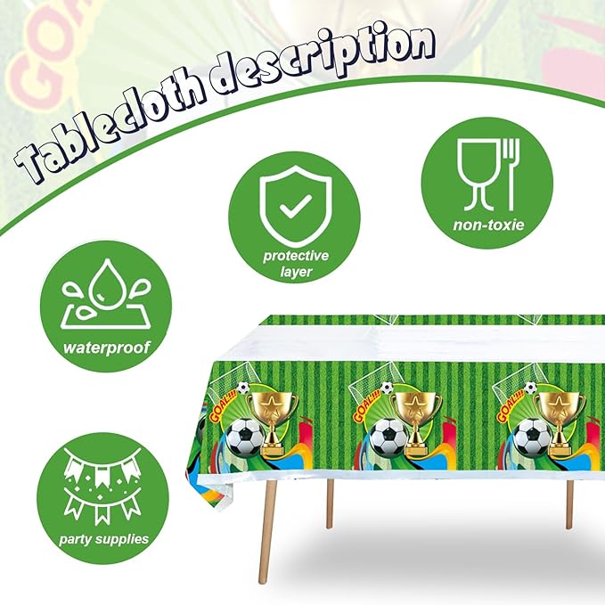 41pcs Soccer Party Supplies ,include 20 Plates, 20 Napkin and 1pcs Tablecloth,Used for Soccer Birthday Party Decoration (Green Soccer III)