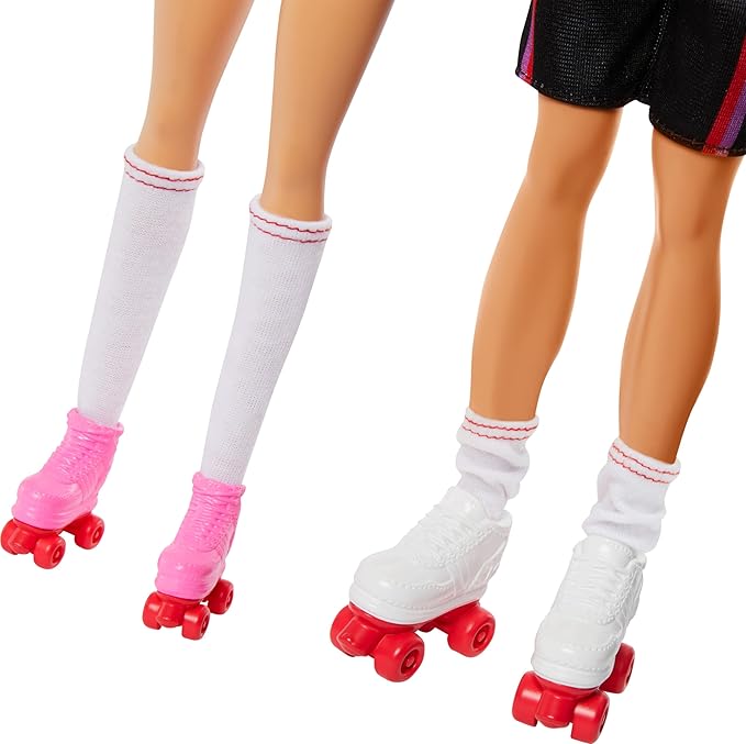 Barbie Fashionistas Set with 2 Fashion Dolls & 6 Accessories, Ken Roller-Skating Fashion Dolls, 65th Anniversary Collectible (Amazon Exclusive)