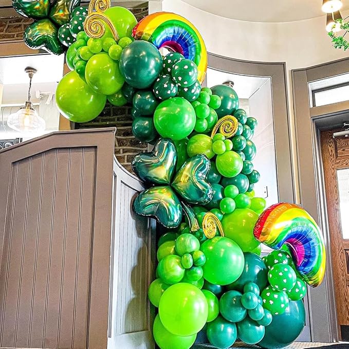 Green Balloons Dark Green Balloon Set, 50 Pcs 12 inch Different Shades Emerald Green Lime Green Confetti Latex Balloons For Jungle Safari Party Supplies St. Patrick's Day Decoration