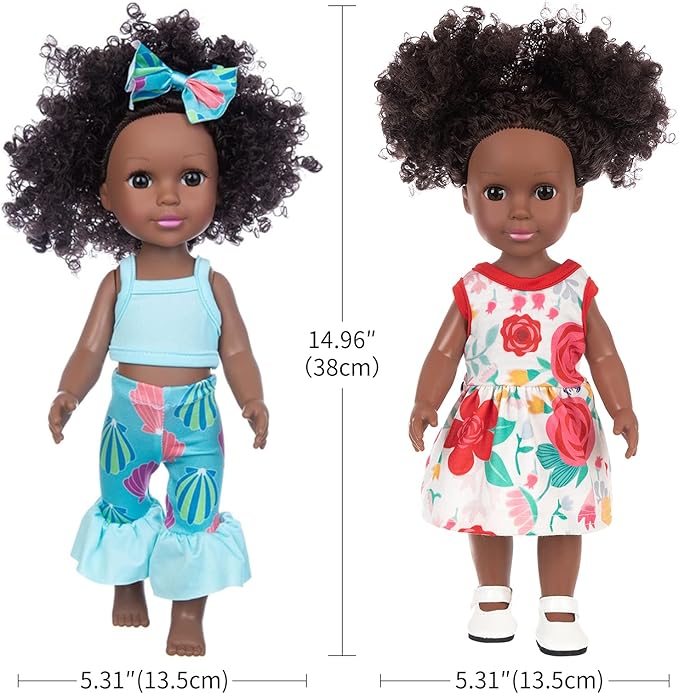 14.5 Inch Black Dolls and Black Baby Doll Clothes Accessories