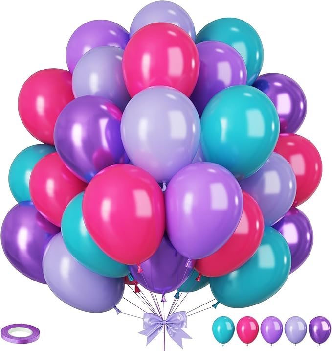 12 Inch Pink Teal Blue Purple Balloons for Girls Baby Shower Birthday Wedding Party Decoration
