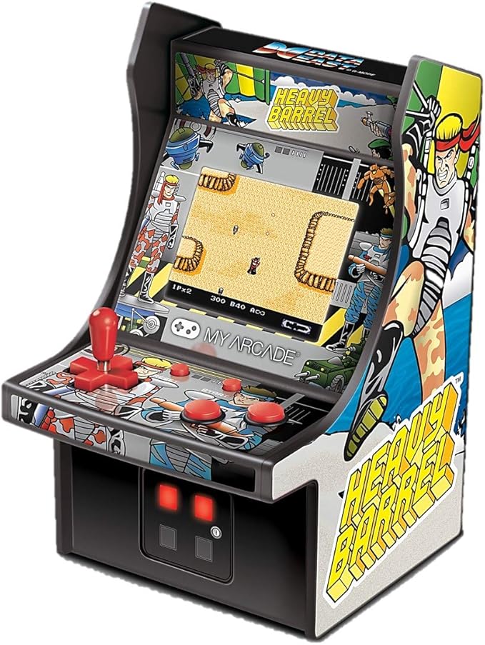 My Arcade Micro Player Mini Arcade Machine: Heavy Barrel Video Game, Fully Playable, 6.75 Inch Collectible, Color Display, Speaker, Volume Buttons, Headphone Jack - Electronic Games,DGUNL-3205