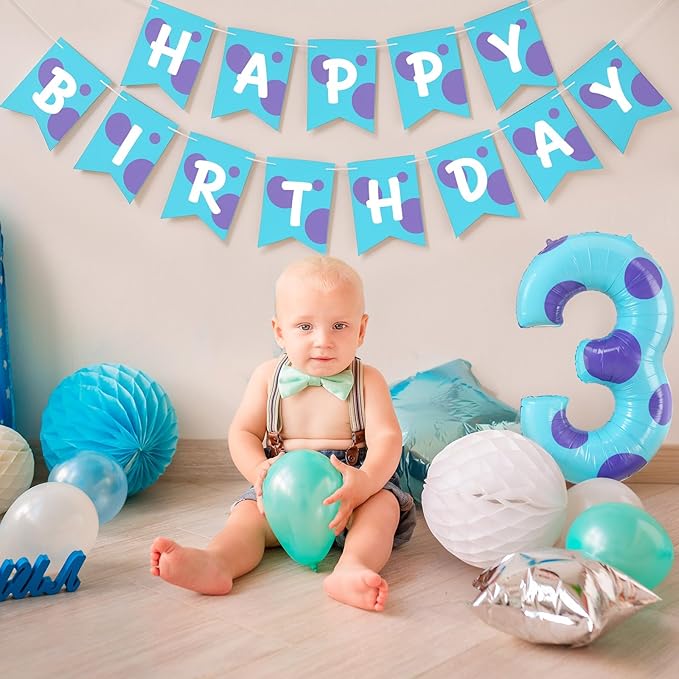 Monster Number 3 Balloons 40 Inch Monster Theme Birthday Party Decorations Large Foil Balloons for Girls Boys Birthday Baby Shower Party Backdrop Celebration Supplies