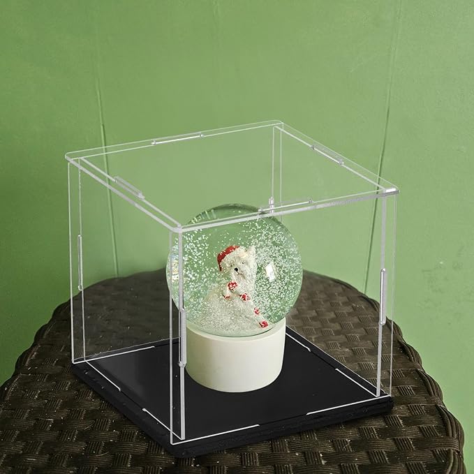 uxcell Acrylic Clear Display Case for Collectibles Self-Assemble Display Boxes with Black Base Dustproof Countertop Storage Box for Collectibles Action Figures, 11.8 x 7.9 x 5.9 Inch