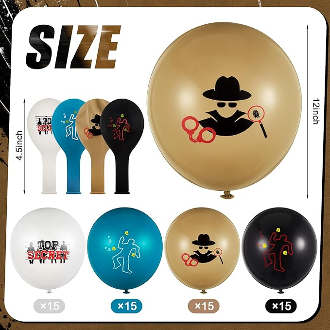 Liliful 60 Pcs Top Secret Spy Theme Balloon Detective Decoration Latex Red and Black Balloons Agent Spy Party Decorations Detective Themed Birthday Party Supplies (Vibrant)