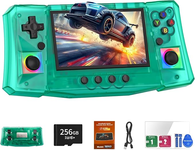 RegiisJoy R50 Ultra 50000 in 1 Handheld Game Console, 4.5 Inch IPS Screen Retro Gaming Consoles Main Emulators, Portable Mini Pocket Arcade 4000mAh Battery,256G TF Card,Linux System