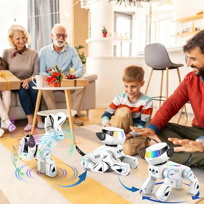Smart Robot Dog for Kids,Interactive Robotic Puppy,Touch Sensor,Programmable Actions, Dancing &Singing, LED Eyes, Rechargeable Battery, Gift for Boys & Girls Ages 6-12 (White)
