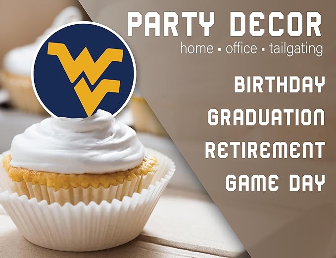 West Virginia University Cupcake Topper Party Supplies for WVU Football, Birthday, Graduation Party Decorations (24 Pieces) (West Virginia Mountaineers)