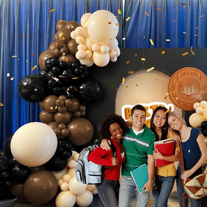 Black Brown Nude Balloon Garland Arch Kit, 155Pcs Latex Balloons Different Size 18 12 10 5 inch for Boy First Rodeo, Wild West Country Birthday, Farm Fiesta Party Decorations