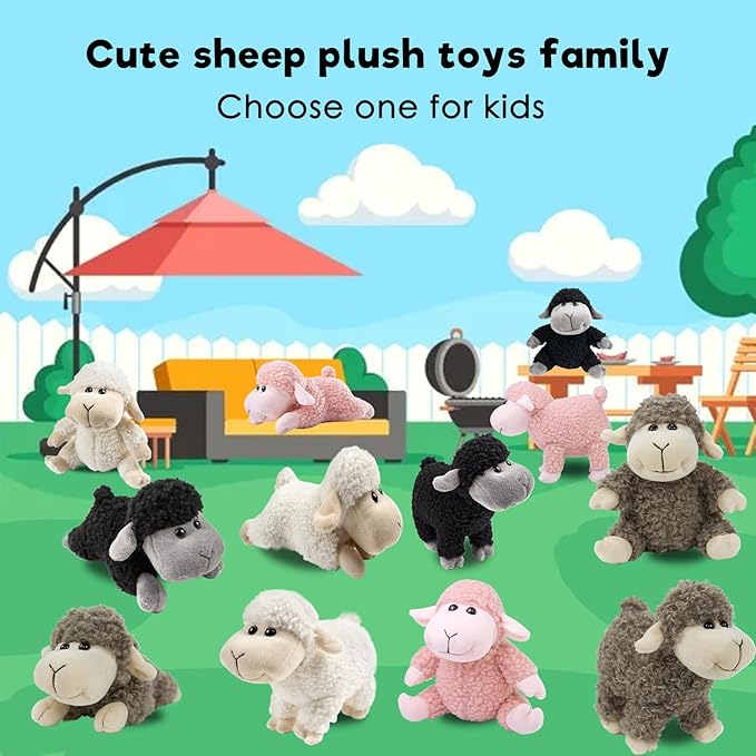 Tiny Heart Sheep Stuffed Animal, Sheep Plush Toy, Lamb Stuffed Animal Cute Soft Stuffed Lamb Kids Boys and Girls Birthday Home Decor Cuddly Pink Lamb Toys (Sitting Position)