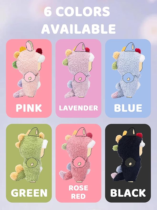 Clothes for LABUBU 17cm Doll (NO Dolls), Dinosaur Outfit for LABUBU, Dino Dolls Keychain Accessories, Faking Animal Style Outfit Jumpsuit Dinosaur Costume for LABUBU (Light Pink)