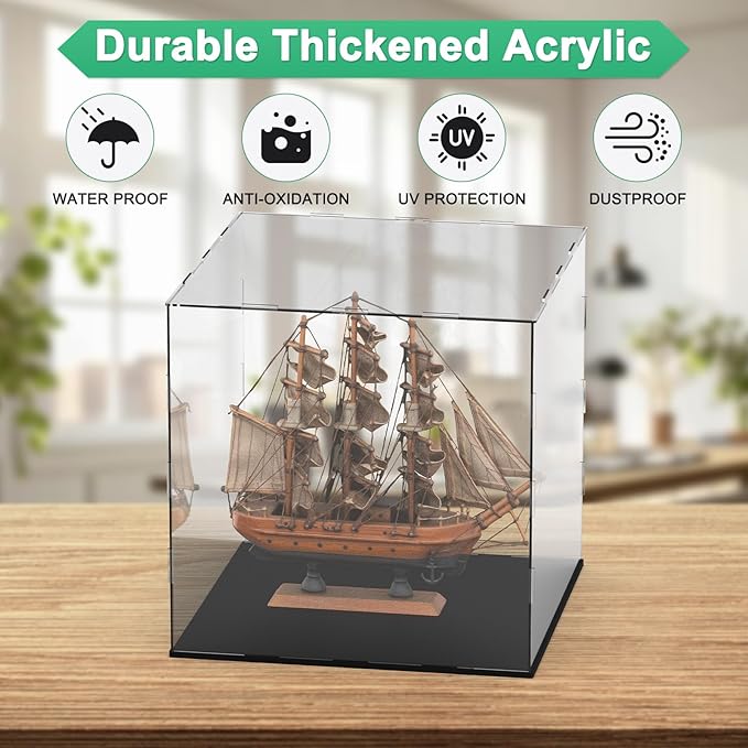 Clear Acrylic Display Case, 12 x 12 x 12 Inch Assemble Clear Acrylic Display Box Dustproof for Action Figures/Model/Statues/Collectibles/Doll/Toys/Home Storage